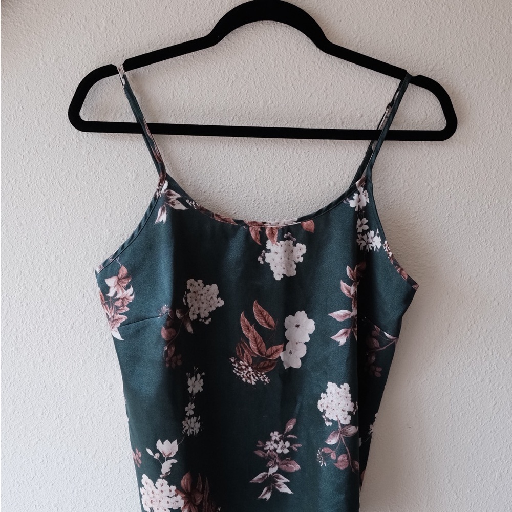 Floral Green Spaghetti Strap Top